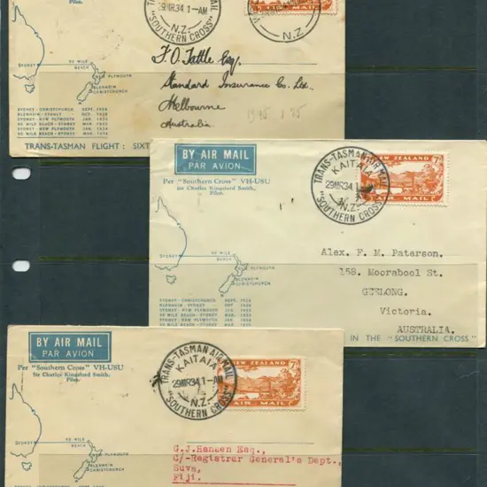 1934 (29th Mar) NZ to Aust Trans Tasman flights ...