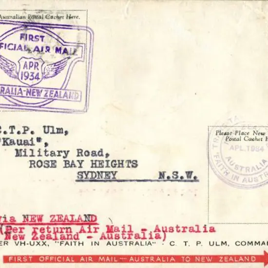 1934 (10-14th April) Australia-NZ-Australia "Faith ...