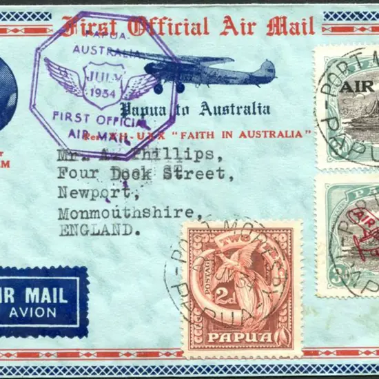 1934 (24th July) First Official Air Mail Papua to ...