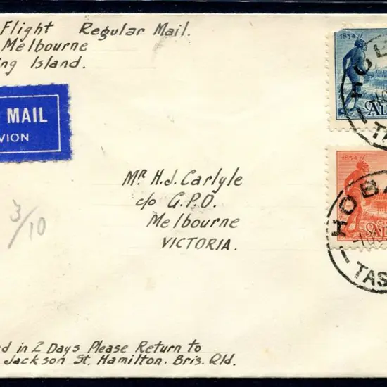 1934 (1st Oct) Hobart to Melbourne via King Island ...