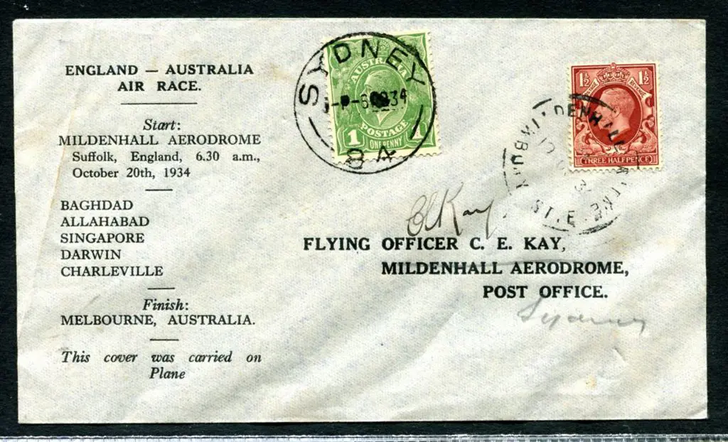 1934 (20th Oct) MacRobertson Air Race - CE Kay ... Image 1++