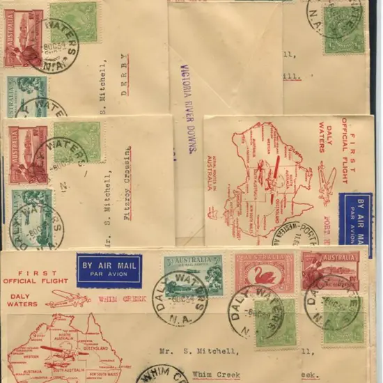 1934 (9th-12th Oct) Daly Waters to Perth plus Daly ...