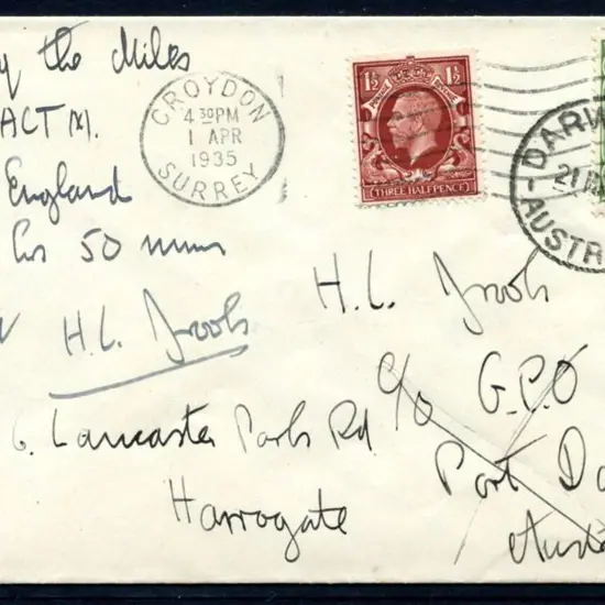 1935 (24th March) Australia to England cover flown ...