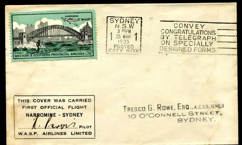 1935 (25th March) Narromine to Sydney WASP ... Image 1++