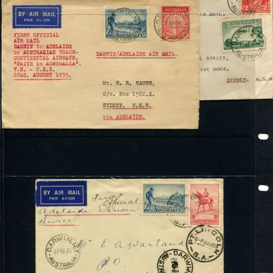 1935 (19th-22nd Aug) Adelaide to Darwin & two ...