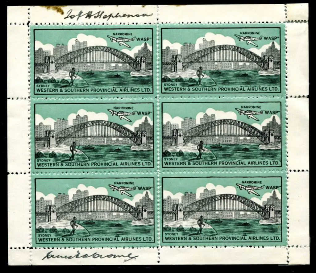1935 WASP vignette sheetlet of 6 signed by ... Image 1++