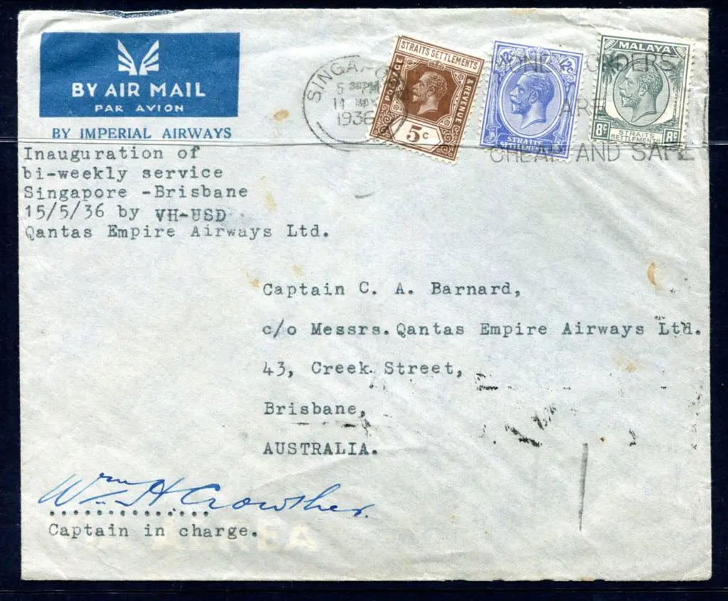 1936 (16th May) Singapore to Brisbane intermediate ... Image 1++