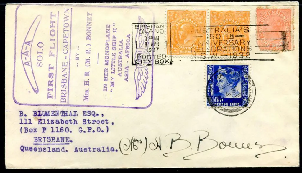 1937 (9th April) Brisbane to Sourabaya (Java) ... Image 1++