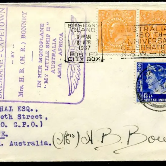 1937 (9th April) Brisbane to Sourabaya (Java) ...