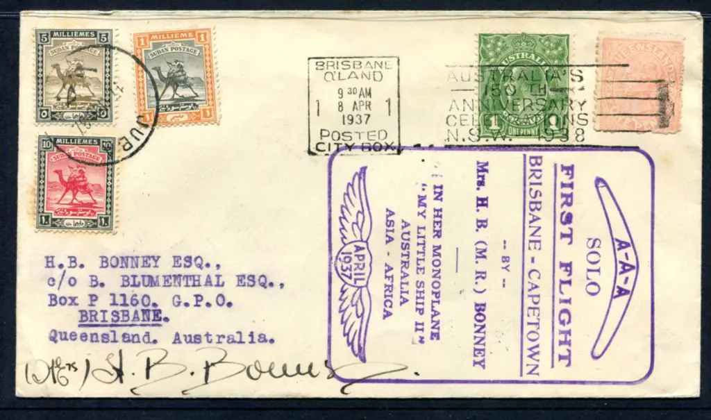 1937 (9th April) Brisbane to Wadi Halfa, Khartoum, ... Image 1++