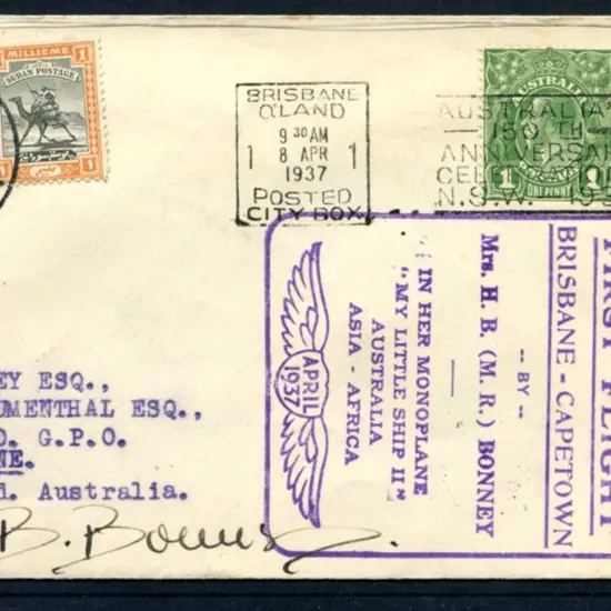 1937 (9th April) Brisbane to Wadi Halfa, Khartoum, ...