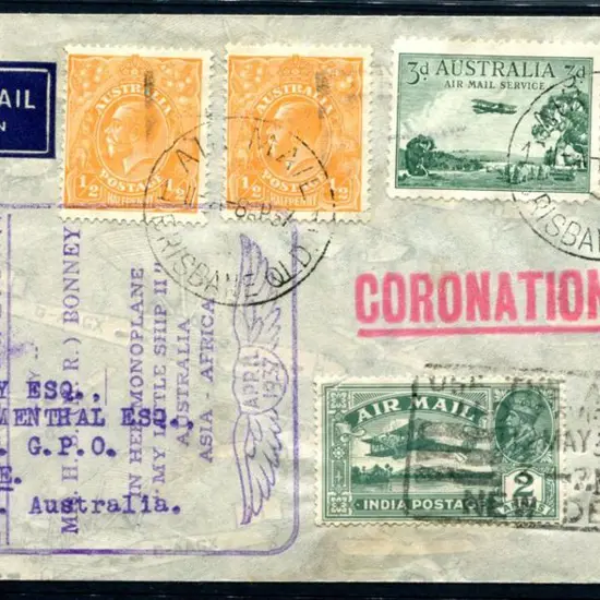 1937 (9th April) ditto also with Qld 1d QV but ...
