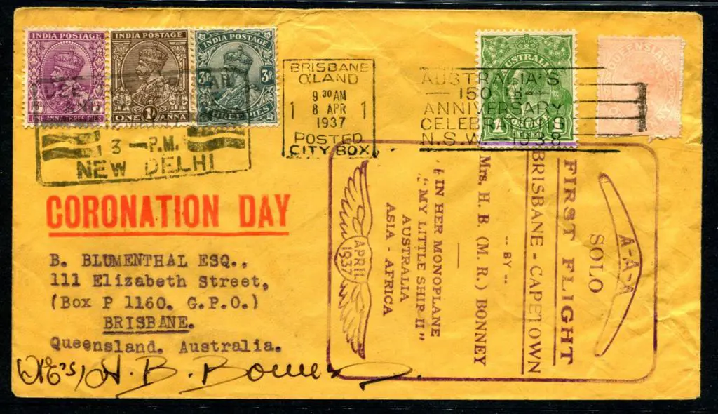 1937 (9th April) ditto also with Qld 1d QV in ... Image 1++