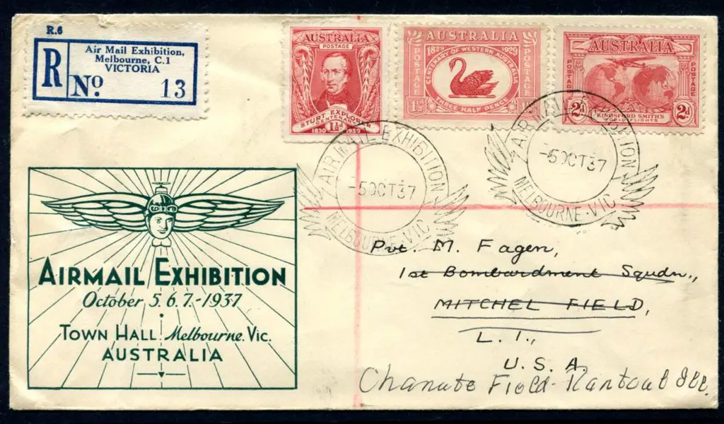 1937 (5th Oct) "Air Mail Exhibition, Melbourne, ... Image 1++