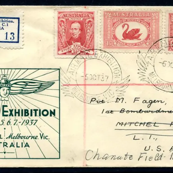 1937 (5th Oct) "Air Mail Exhibition, Melbourne, ...