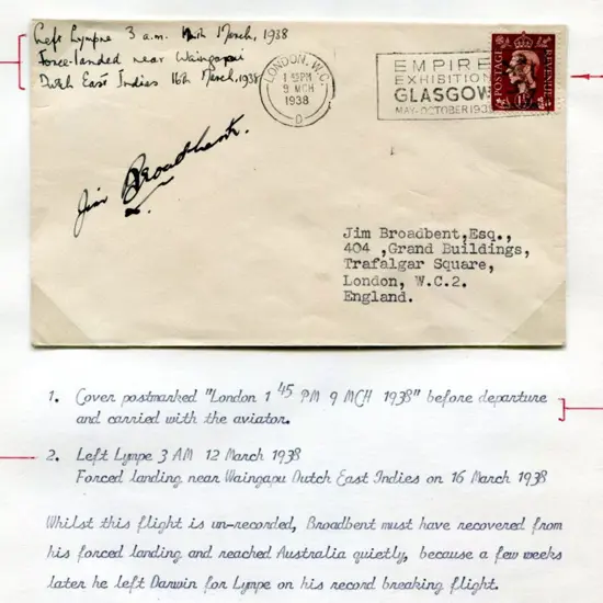 1938 (12th Mar) England to Dutch East Indies but ...