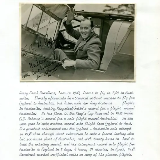 1938 Harry Broadbent in his aircraft cockpit ...