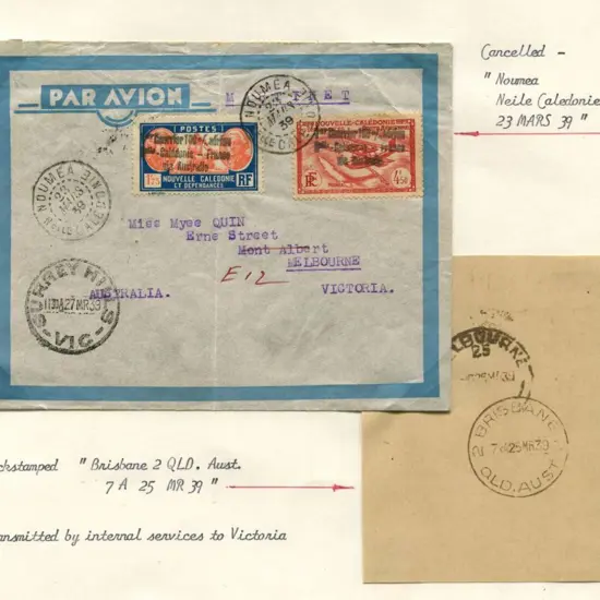 1939 (24th March) New Caledonia to Australia ...