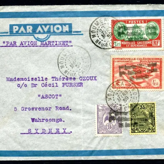 1939 (24th March) New Caledonia to Australia ...