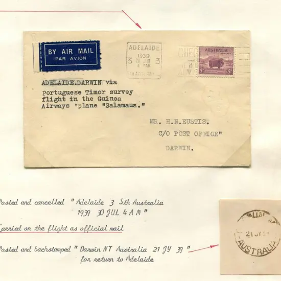 1939 (22nd July) Adelaide to Darwin intermediate ...