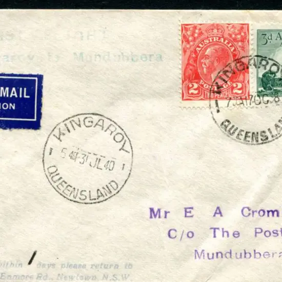 1940 (1st Aug) Kingaroy to Mundubbera. Exc cond ...