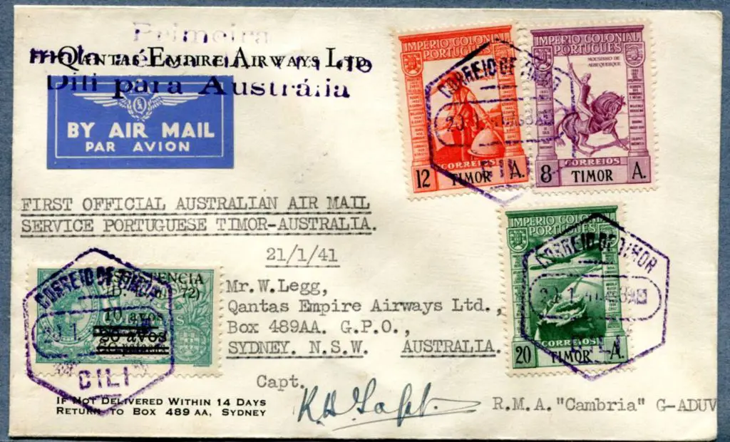1941 (17th Jan) Portuguese Timor to Aust on Qantas ... Image 1++
