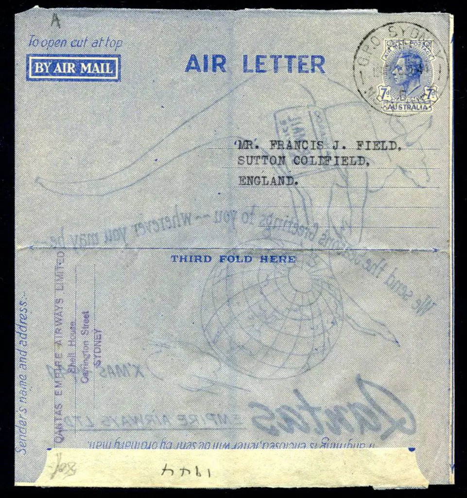 1944 (13th Dec) Australia to England Qantas ... Image 1++