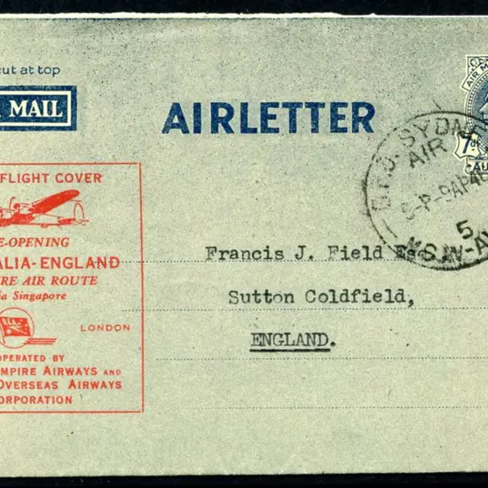 1946 (9th April) Australia to England re-opening ...