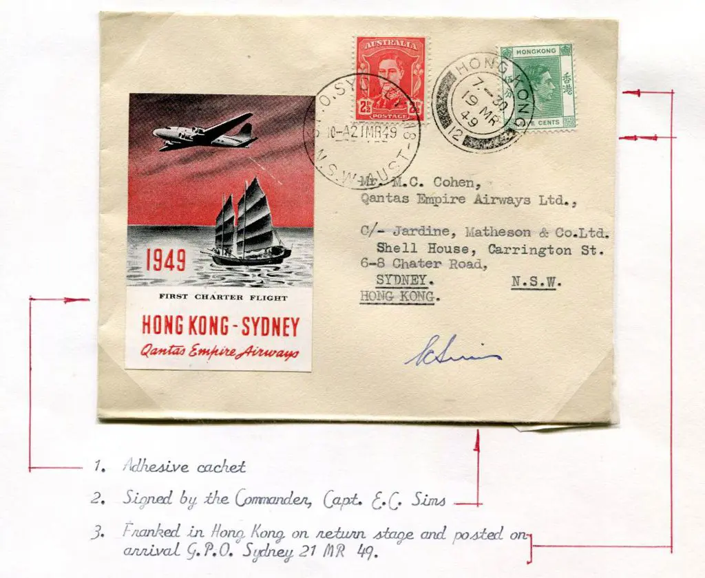 1949 (15th March) Australia to Hong Kong Chartered ... Image 1++