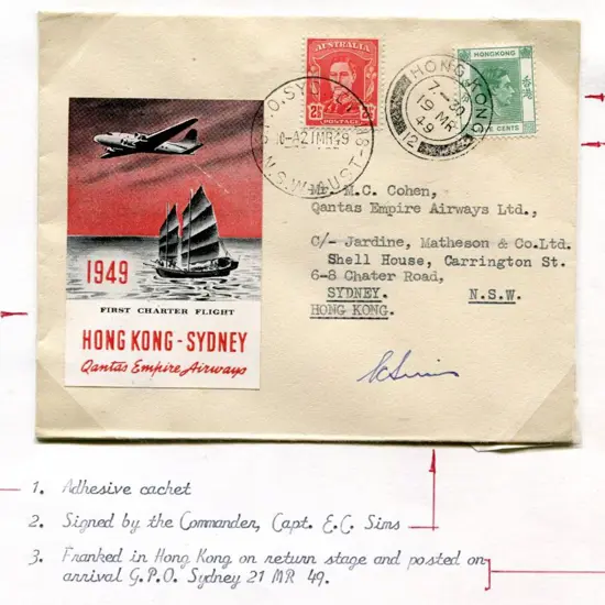 1949 (15th March) Australia to Hong Kong Chartered ...
