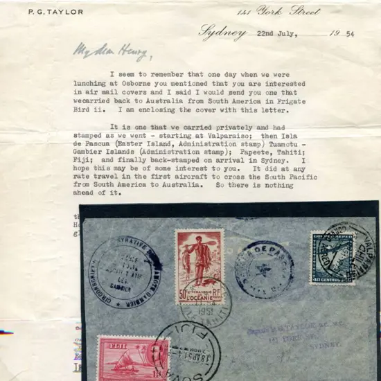 1951 (14th Mar) Chile to Australia via Fiji & ...