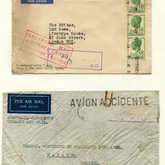 1954 (13th March) ditto but 2 covers. One with the ...