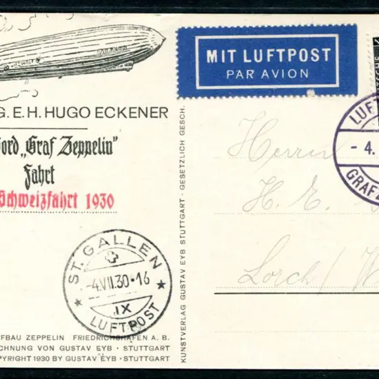 1930 (4th July) St Gallen flight on Dr Hugo ...