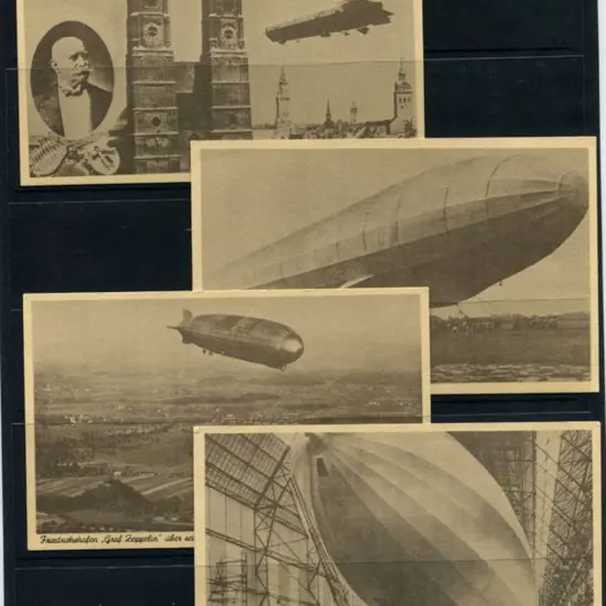 1930's Graf Zeppelin set of 4 sepia postcards incl ...