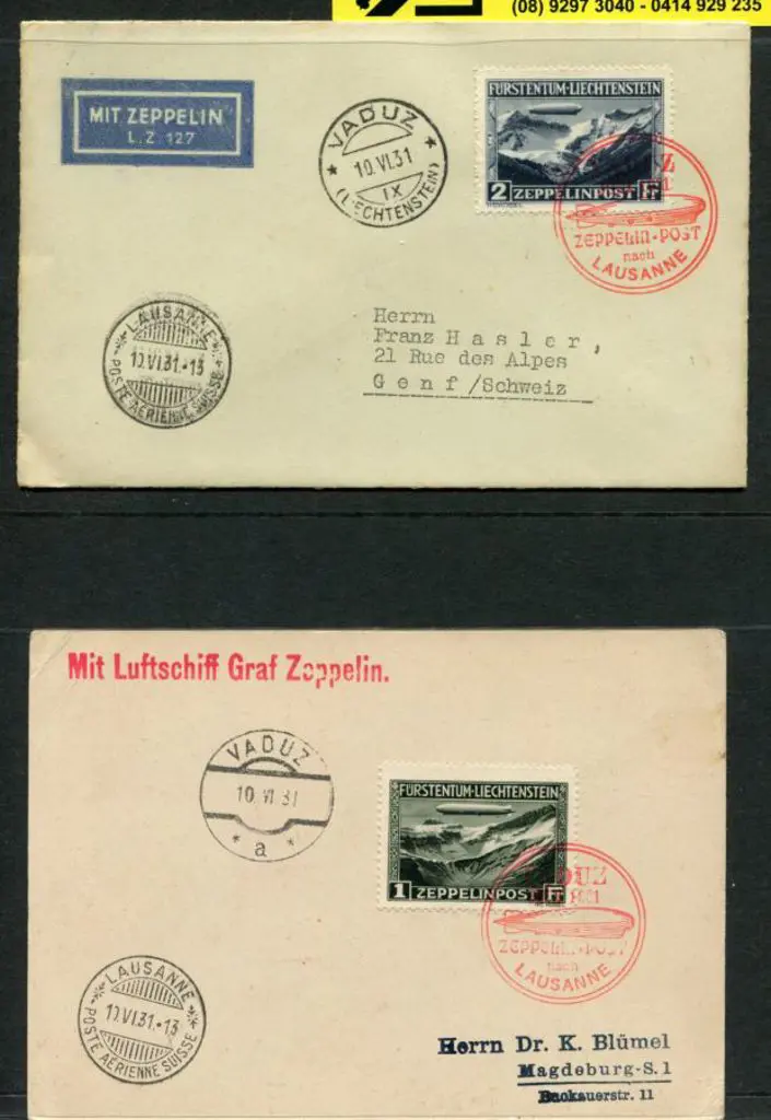 1931 (10th June) Vaduz to Lausanne Liechtenstein ... Image 1++