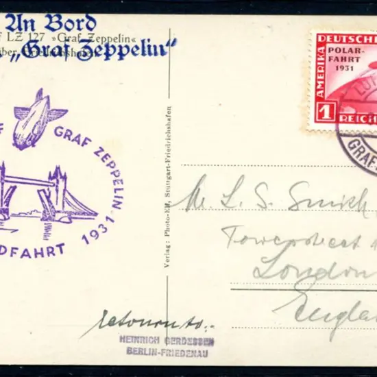1931 (18th Aug) Zeppelin b&w Postcard showing ...