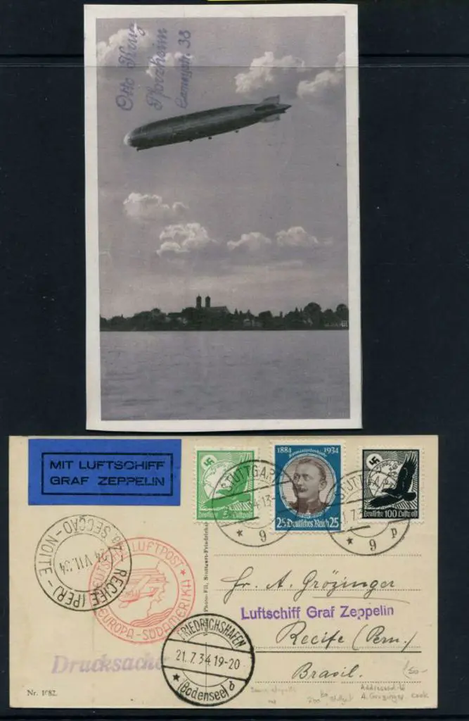 1934 (21st July) Germany to Brazil b&w postcard ... Image 1++