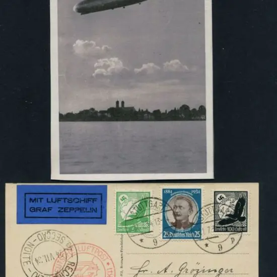 1934 (21st July) Germany to Brazil b&w postcard ...