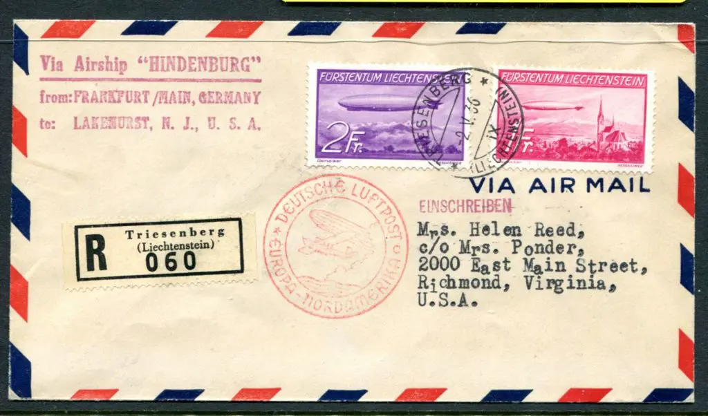 1936 (2nd May) Frankfurt (Main) to Lakehurst NJ, ... Image 1++