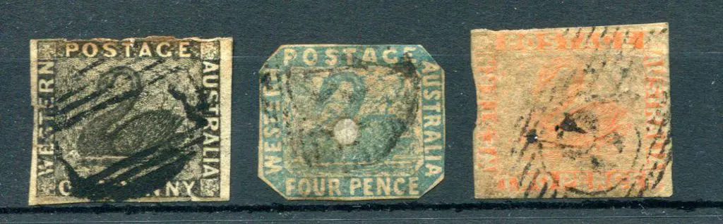 1854 1d black swan (SG 1) good to fine used with 3 ... Image 1++
