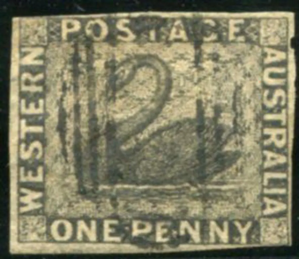 1854 1d black swan fine used with 4 just touching ... Image 1++