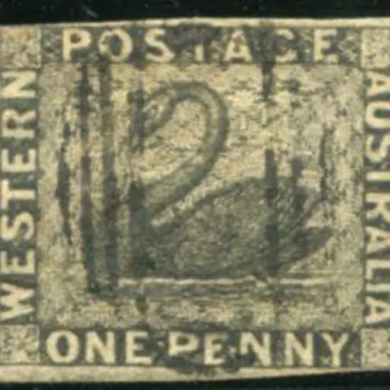 1854 1d black swan fine used with 4 just touching ...