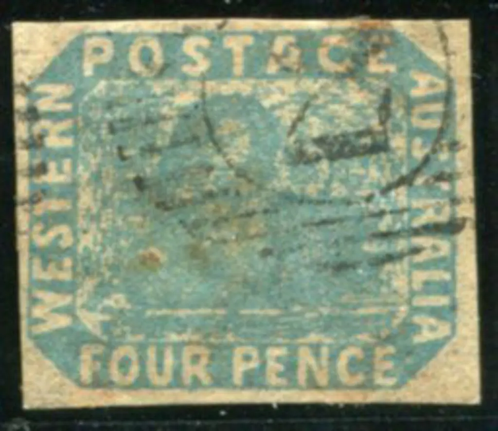 1854/55 4d pale blue swan F/U with light 15 bar 2 ... Image 1++