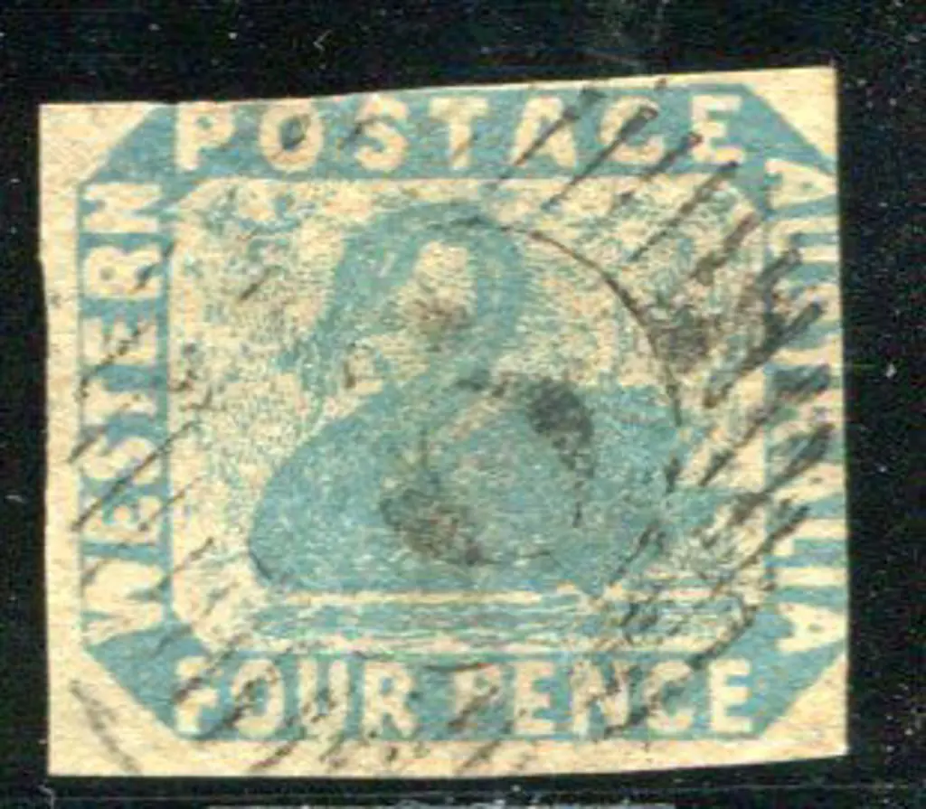 1854/55 4d pale blue swan F/U with light 15 bar 6 ... Image 1++