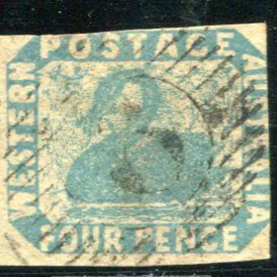 1854/55 4d pale blue swan F/U with light 15 bar 6 ...