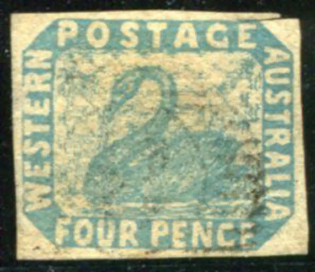 1854/55 4d pale blue swan F/U with light 15 bar ... Image 1++