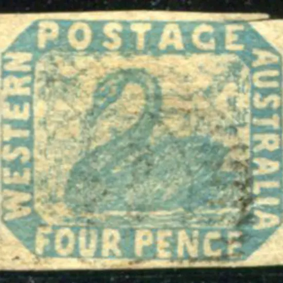1854/55 4d pale blue swan F/U with light 15 bar ...