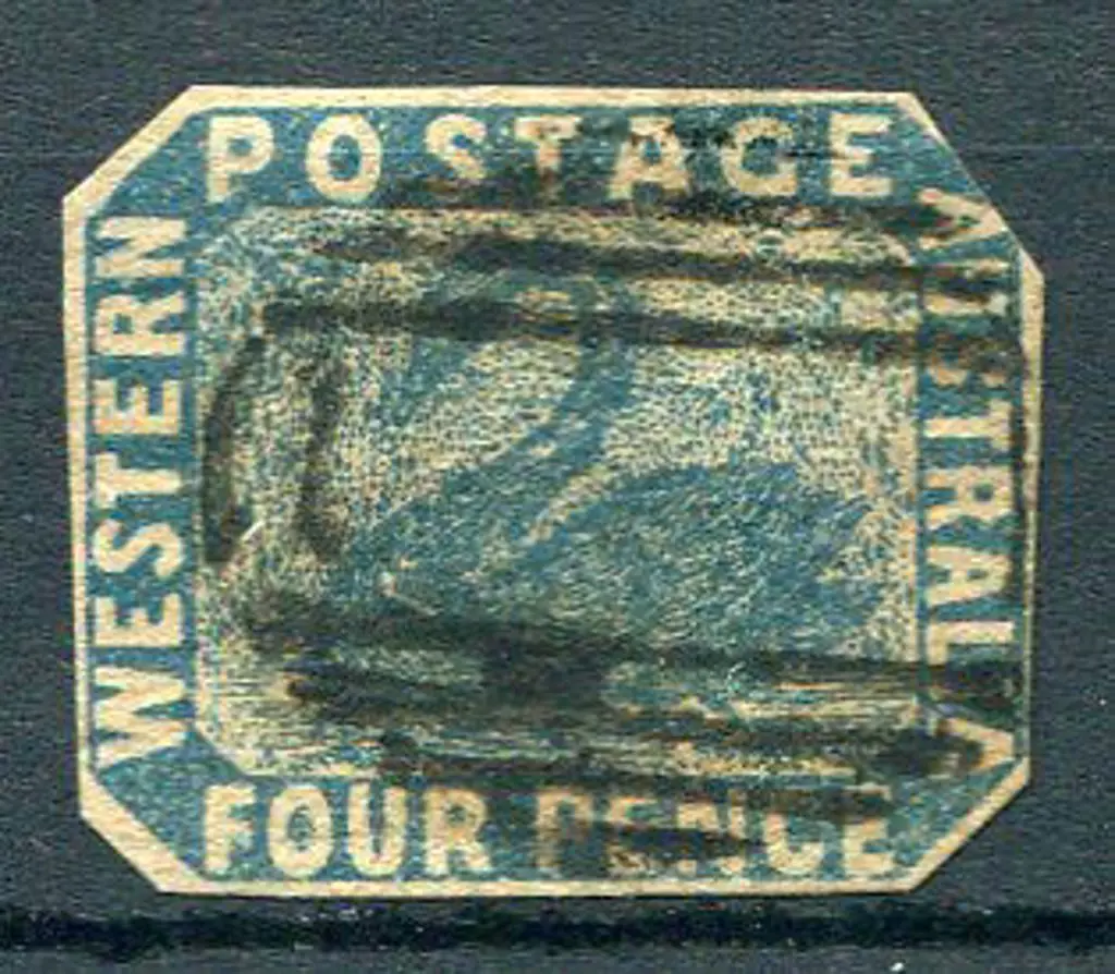 1854/55 4d blue swan cut to shape. F/U & a good ... Image 1++