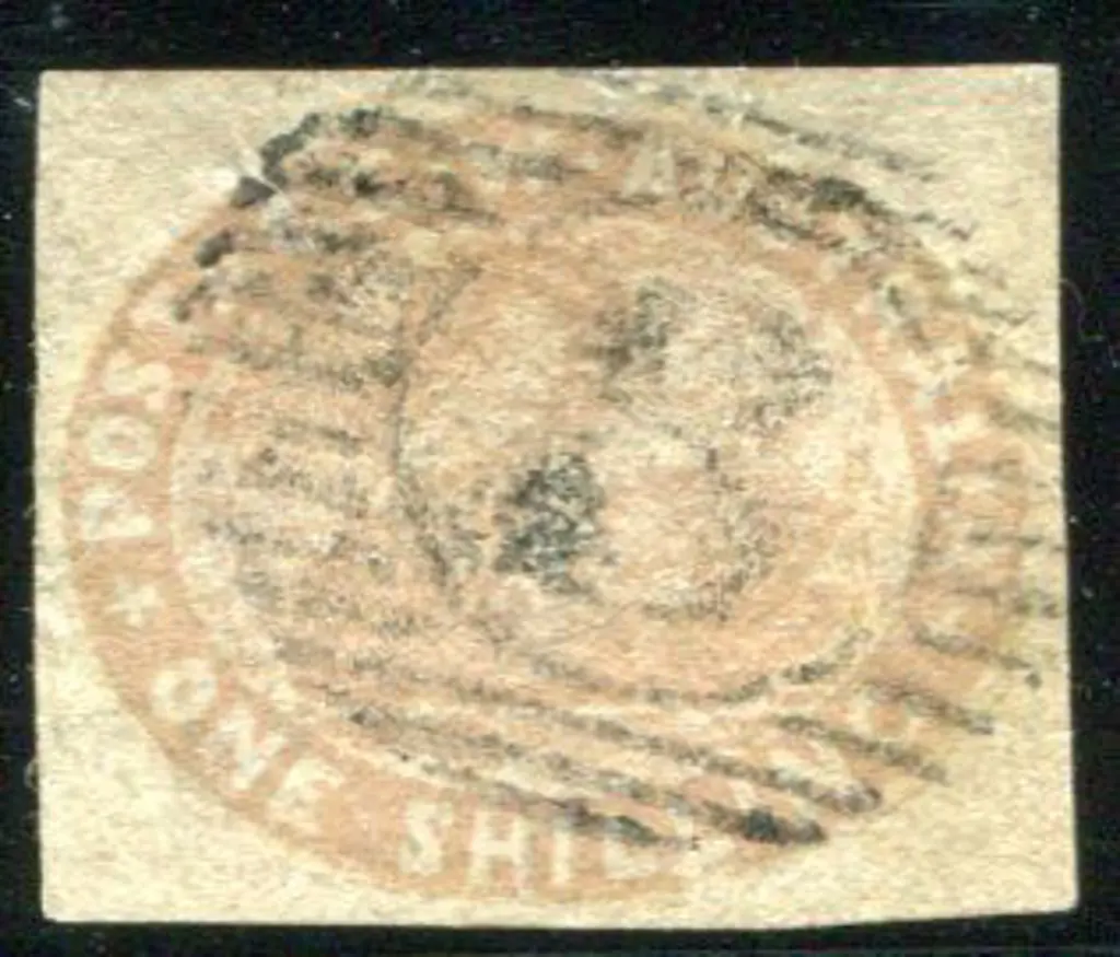 1854/55 1/- pale brown swan good to fine used with ... Image 1++