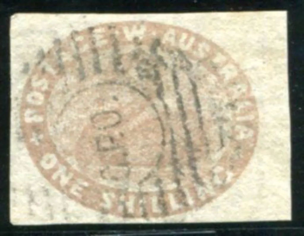 1854/55 1/- pale brown swan right marginal example ... Image 1++